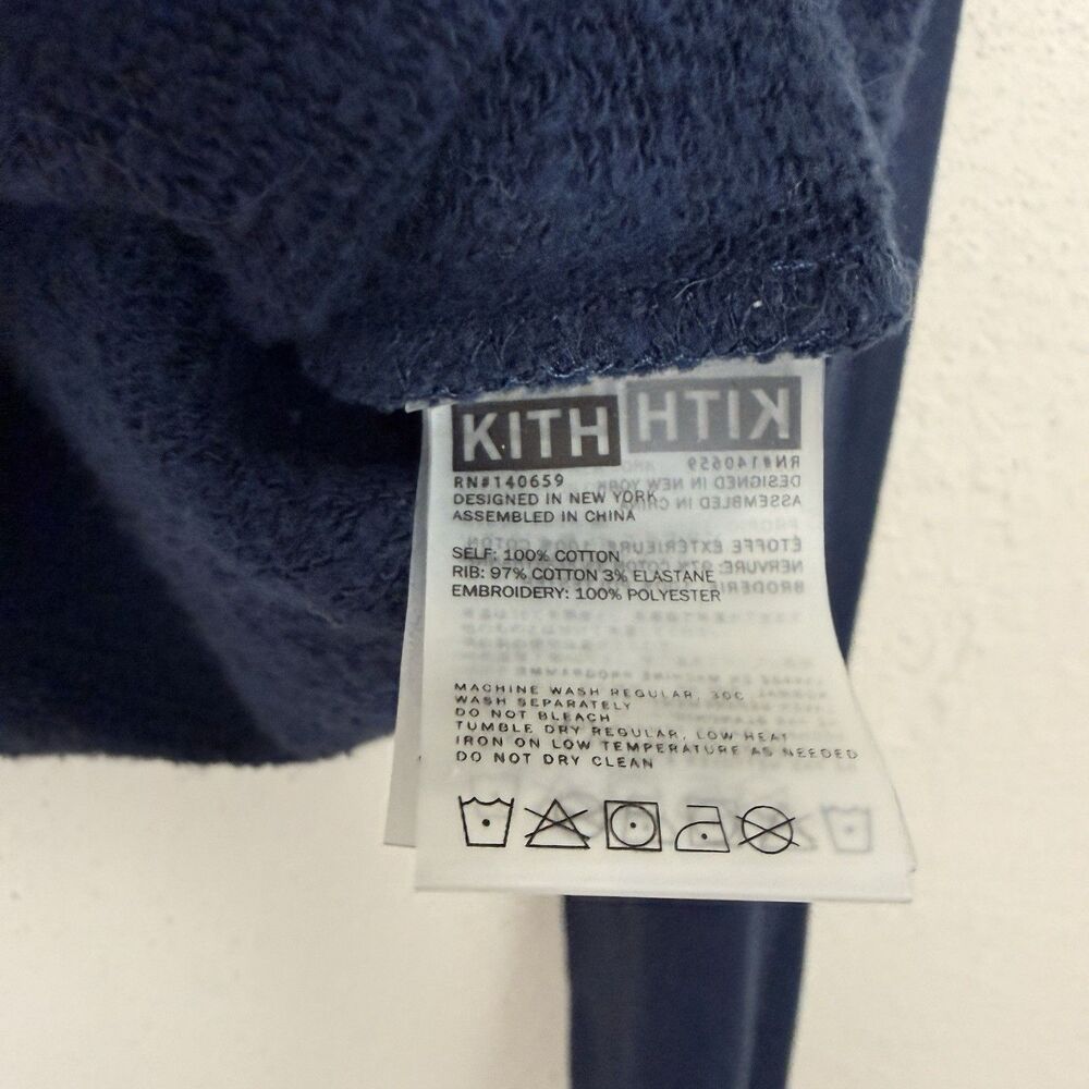 Kith x Wilson Cropped Sweatshirt Quarter Zip Pullover Womens Sz Medium Navy Blue - Picture 7 of 14